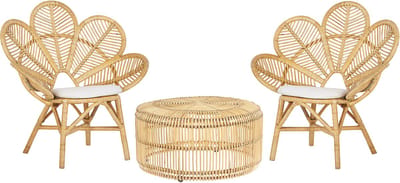 FLORENTINE / LIMNI - Bistroset voor 2 - Lichtbeige - Rotan