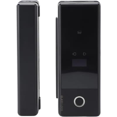 Elektronisch Glazen Deur Veiligheidsslot 4 Manieren Ontgrendelen TYPE C Interface Slim Glazen Deur Veiligheidsslot met Sleutels voor Kantoor black