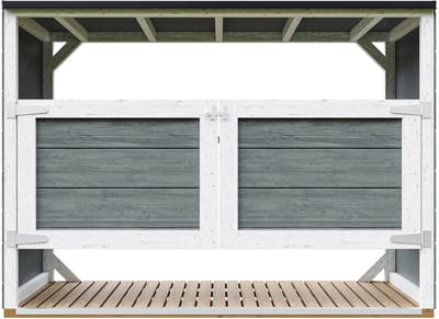 Timbela M982A-CAVERN STEEL - LP SmartSide Kliko ombouw - 3x240L - met deuren - container ombouw hout