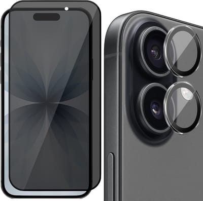Privacy Screenprotector & Camera Protector geschikt voor iPhone 17 - Volledig Dekkend Glas