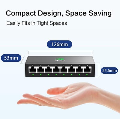 Gigabit Netwerkswitch 8 Poorten Plug & Play Metalen Behuizing Hoge Warmteafvoer