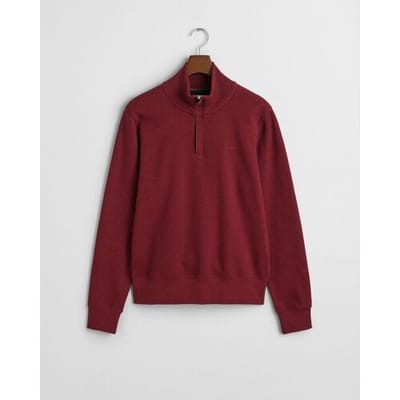 Gant Trui Sacker Rib Half Zip Subtle Tone-on-Tone Logo Embroidery Wijnrood / male