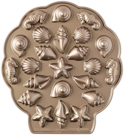 Bakvorm Zeeschelp - Mini Koekjesvorm - Delen van lekkers - Gegoten aluminium - 23 Stuks - Koffie
