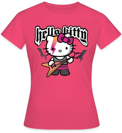 Hello Kitty In Een Rockoutfit Speelt E-gitaar T-Shirt Dames