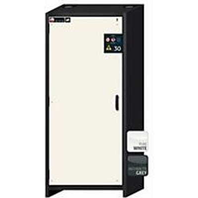 Veiligheidskast type 30 asecos Q-CLASSIC-30, scharnierende deur, links scharnier, voorkant zuiver wit, B 864 x D 620 x H 1947 mm