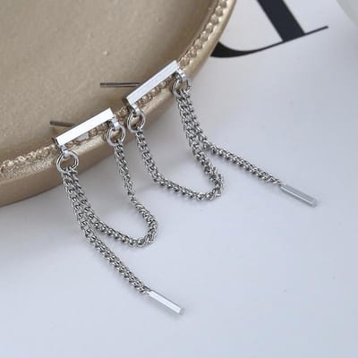 925 Sterling Zilver Kwastje Piercing Stud Oorbel Voor Vrouwen Feest Sieraden Pendientes Accessoires Oorbellen Eh771 gray