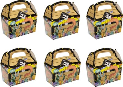 Duckiez Traktatiedoosjes piraten schatkist - 48x st - 12 cm - karton - traktaties - cadeaudoosjes - uitdelen