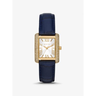 Montre Michael Kors Mini Emery Pavé Ton Or et Cuir Embossé Crocodile MK2982 naval