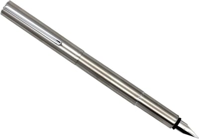 Vulpen met navulbare inktconverter, metalen etui, geschenkdoos en fijne nib in zilver