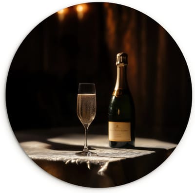 WallCircle® Wandcirkel 30x30 cm - Muurcirkel Prosecco - Bubbels - Sfeervol - Drank - Muurdecoratie woonkamer - Wanddecoratie keuken - Kamer decoratie accessoires - Ronde schilderijen