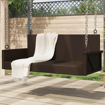 Hangbank - Schommelbank buiten - Buiten ontspannen - Weerbestendig materiaal - 119 x 56 x 48 cm - Bruin