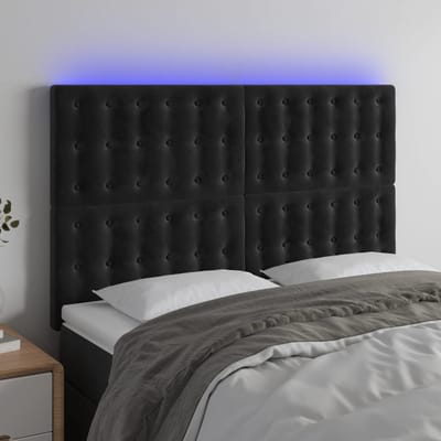 vidaXL - Hoofdbord - LED - 144x5x118/128 - cm - fluweel - zwart
