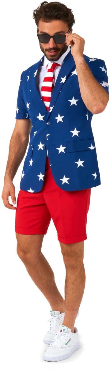 OppoSuits Stars and Stripes - Heren Zomer Pak - Carnavalskleding - Kostuum - Gekleurd - Feest - Maat 58