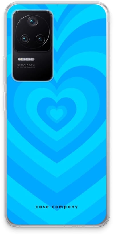 Case Company® - Hoesje geschikt voor Xiaomi Poco F4 hoesje - Hart Blauw - Soft Cover Telefoonhoesje - Bescherming aan alle Kanten en Schermrand
