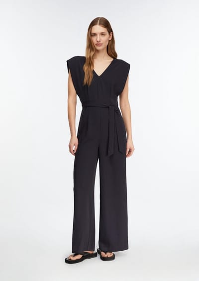 comma - female - Jumpsuit met wijde pijpen
