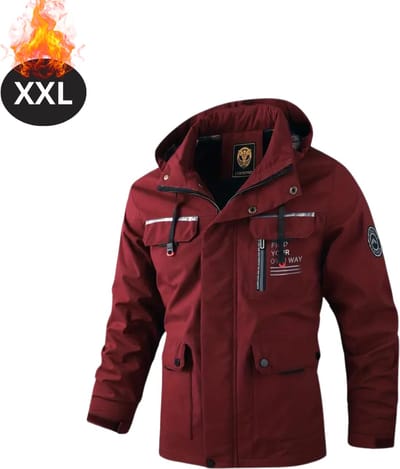Bovista Windjas Voor Heren - Windjack - Waterdicht - Jas Met Capuchon - Outdoorjas - Volwassen - Rood - Maat XXL