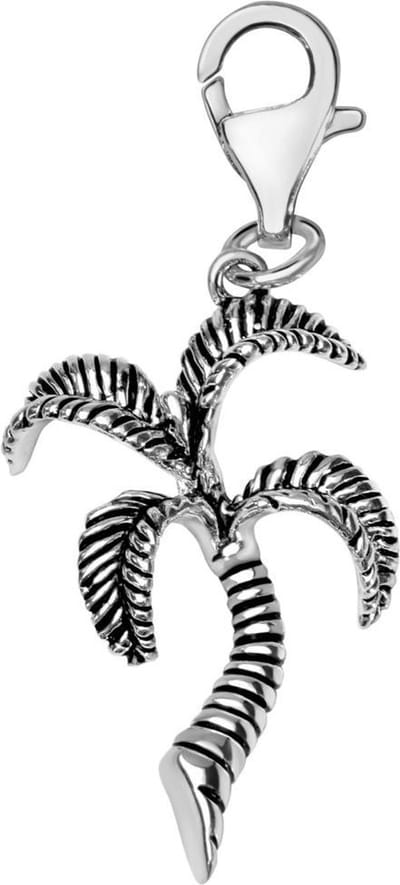 Quiges – 925 - Zilver – Charm - Bedel - Hanger - 3D Palmboom - met – sterling - zilver - karabijnslot - geschikt - voor -Bedelarmband HC006