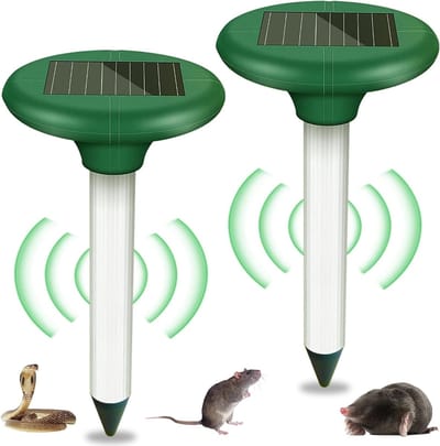 Waterdichte ultrasone dierenverjager op zonne-energie IP65 - 2 stuks - Effectief tegen mollen