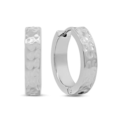 8CE-70643 – CO88 Collection – Gehamerde Oorringen 14mm – Zilverkleurig
