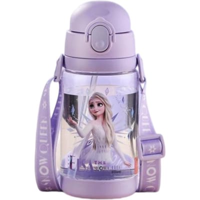 Disney Kinderwaterfles voor Meisjes, Direct Drinken Valbestendig School-Specifiek Elsa Waterfles Zomer Beker met Rietje, 520ml