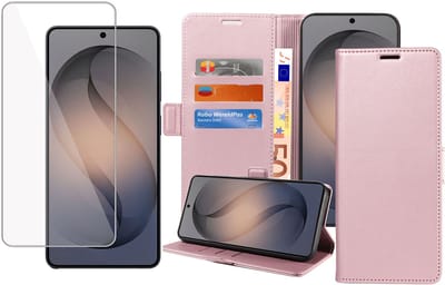 ChiGuard Book Case Hoesje + Screenprotector geschikt voor Samsung Galaxy S26 - Hoesje - Magnetische Sluiting - Portemonnee Rose