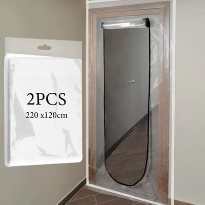 Dailygoods- Stofdichte Deur - U-vormig - Transparante Afdekking - 220 x 120 cm - PVC - Inclusief Ritssluiting en Beschermend Papier - Stofbeschermingsdeur