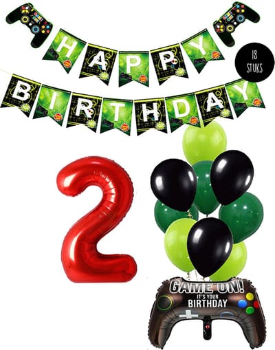Cijfer Ballon 2 Game Videospel Verjaardag Thema - De Versiering voor de Gamers Birthday Party van Snoes