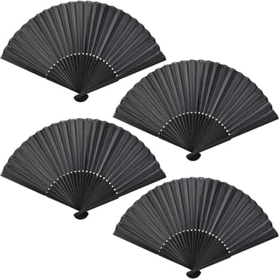 TOVBMUP Opvouwbare ventilator - Klassieke zwarte ventilator - Kleine opvouwbare ventilator - Draagbare opvouwbare ventilator - Geschikt voor bruiloftsfeestgunsten en displaydecoraties
