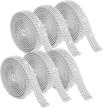 6 Rollen Bedazzling Strips en Tape, Rhinestone Ribbons voor Kleding, DIY Projecten en Creatieve Knutselwerkzaamheden