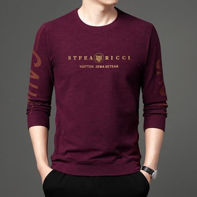 Lente en Herfst Heren T-shirt met Lange Mouwen Jeugd Casual Ronde Hals Letter Print Trui Heren Top Kleding XXXXL black