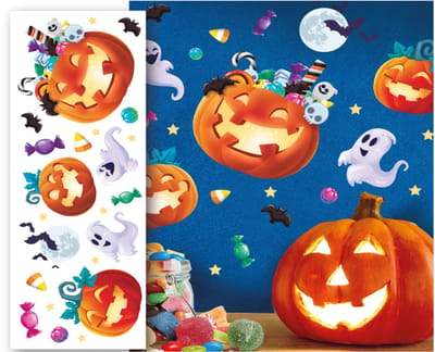 Fiestas Guirca - Happy Halloween wanddecoratie silhouetsticker - 25 x 70 cm - 1 vel - Halloween - Halloween Decoratie - Halloween Versiering