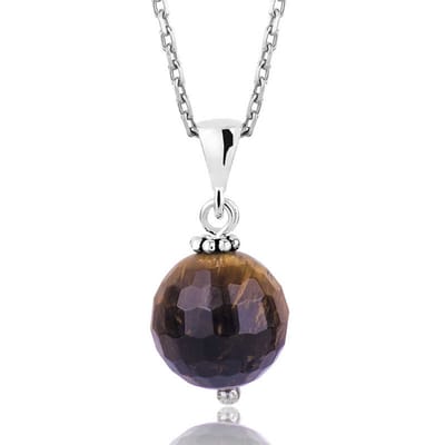 925 Sterling Zilveren Tijgeroog Ketting – Handgemaakt Damescollier, Beschermende Natuursteen – Cadeau voor Vrouwen