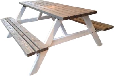 Rockwood® Picknicktafel Zwaar Kunststof Rond Zeshoekig - Sand Beige 2.50m