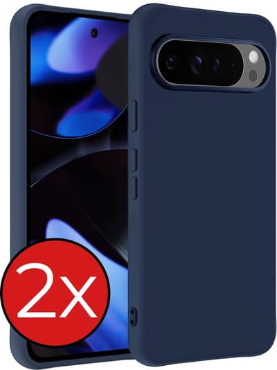 Hoesje - 2 Stuks - Geschikt voor Google Pixel 10 Pro - Sterk & Shockproof - Telefoonhoes - Back Cover - Case Siliconen - Telefoon Hoes - Donkerblauw