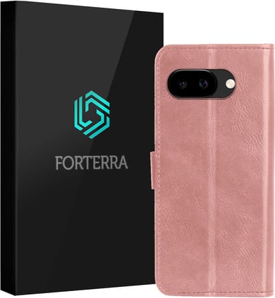 Hoesje Geschikt voor Google Pixel 9a - Luxe Bookcase - Walletcase Hoes - Portemonnee - Cover - Rosé goud