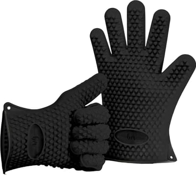 Famanu – 2 Siliconen Ovenhandschoenen voor Keuken en Grill - Set Pannenlappen - Ovenhandschoenen - Ovenwanten - BBQ Handschoenen - Anti-Slip - Zwart