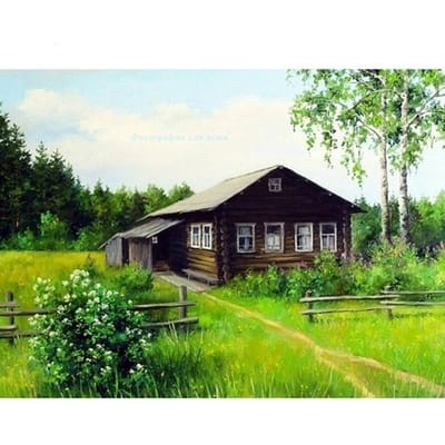 Peinture diamant 5D Paysage rural Broderie diamant Point de croix Strass ronds 20X30CM black