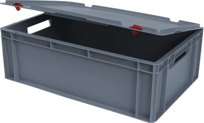 Alpac Stapelbak met deksel - Opbergbak met deksel - 600 x 400 x 215 mm - 40L - Grijs