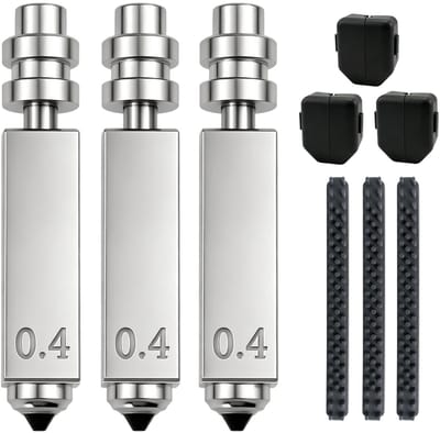 Dailygoods- Nozzles 3PK 0,4 mm - Gehard Stalen Mondstuk - Hittebestendig tot 300 °C - Hoge Doorstroom tot 600 mm/s - Snelle Demontage - Compatibel met Anycubic Kobra X - 3D-printer Mondstuk