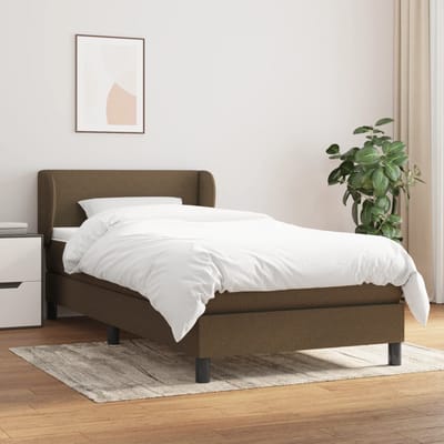 vidaXL - Boxspring - met - matras - stof - donkerbruin - 100x200 - cm