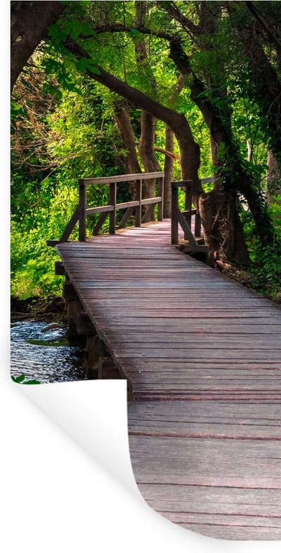 Muurstickers - Sticker Folie - Bos - Natuur - Brug - 40x80 cm - Plakfolie - Muurstickers Kinderkamer - Zelfklevend Behang - Zelfklevend behangpapier - Stickerfolie