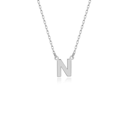Letterketting N Initial Ketting Zilver (925 sterling) Trendy Minimalistisch Combi Bedel Zilverkleurig Dames Meisje | Cadeau Voor Vrouw