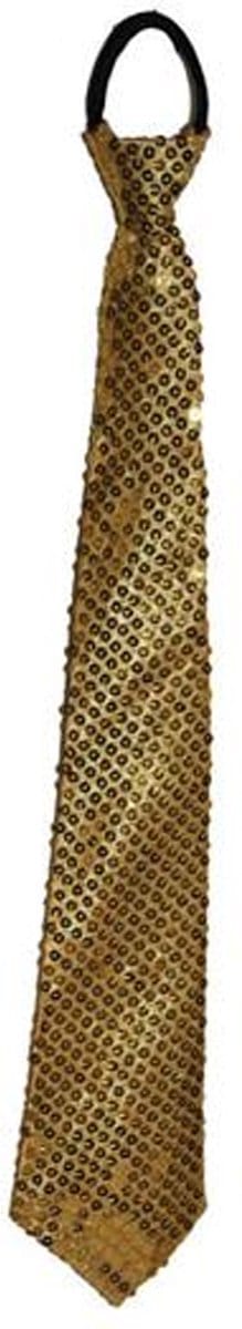 Funny Fashion Carnaval verkleed stropdas met glitter pailletten - goud - polyester - heren/dames