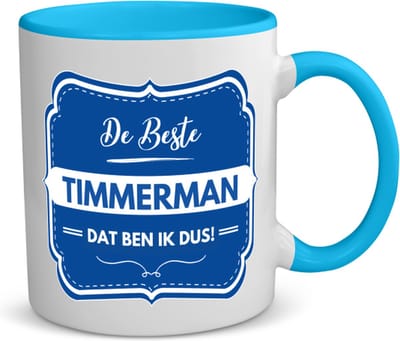 Akyol - de beste timmerman koffiemok - theemok - blauw - Timmerman - een timmerman - werk - afscheidscadeau - verjaardagscadeau - 350 ML inhoud