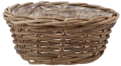 DK Design Plantenmand/aardappelmand tafelmodel - Ivy - met binnenzak - rotan - B30 x H13 cm - binnen/buiten