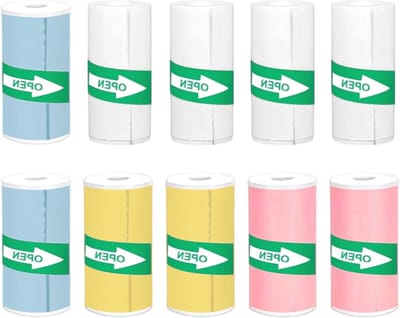 Kleurige Mini Printer Stickers - 10 Rollen Thermisch Papier voor Kinderen, Foto's en Notities, Zelfklevend, 57 x 25mm