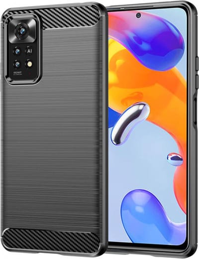 Hoesje geschikt voor Xiaomi Redmi Note 12 Pro / Redmi Note 11 Pro - Techsuit Carbon Silicone Back Cover - Zwart