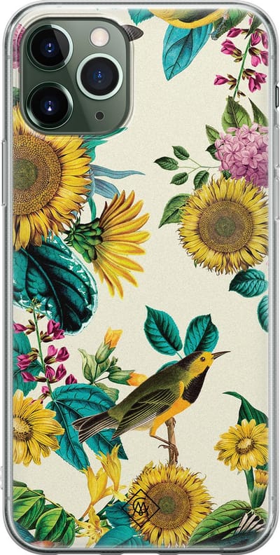 Casimoda® hoesje - Geschikt voor iPhone 11 Pro - Zonnebloemen / Bloemen - Siliconen/TPU telefoonhoesje - Backcover - Bloemen - Geel