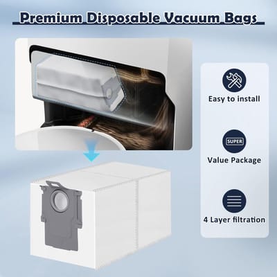 Dailygoods- Stofzak 12 Stuks - Wegwerpzakken - Grote Capaciteit 3 L - Compatibel met Roborock Q Revo/Qrevo S/Qrevo Pro - Perfecte Pasvorm - Vervangingszakken - Vacuümzak