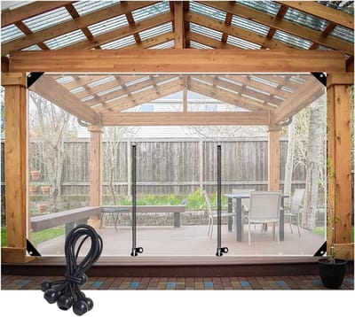 Zeildoek Met Ritsdeur - Buiten PVC Gordijn - Terras Afschermen - 100% Waterdicht Transparant - 160x230cm - Transparant